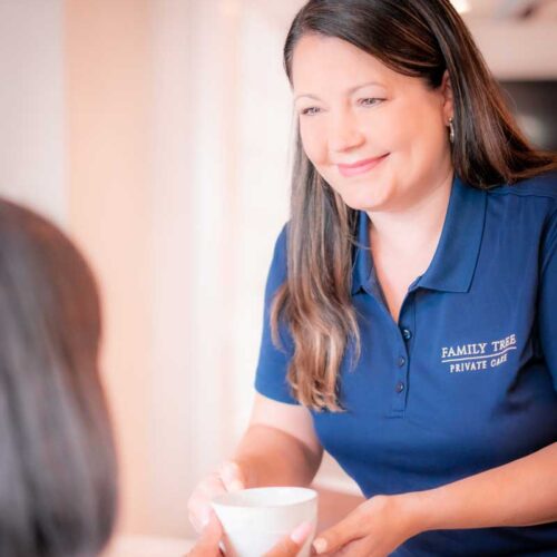 caregiver helping coffee